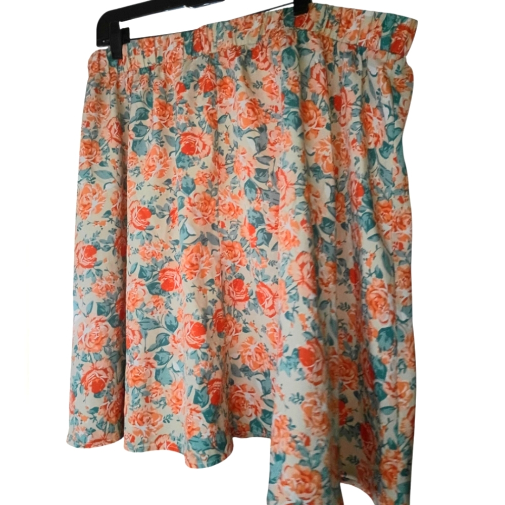 ✨SHEIN Floral Skirt with Orange and Teal Design
